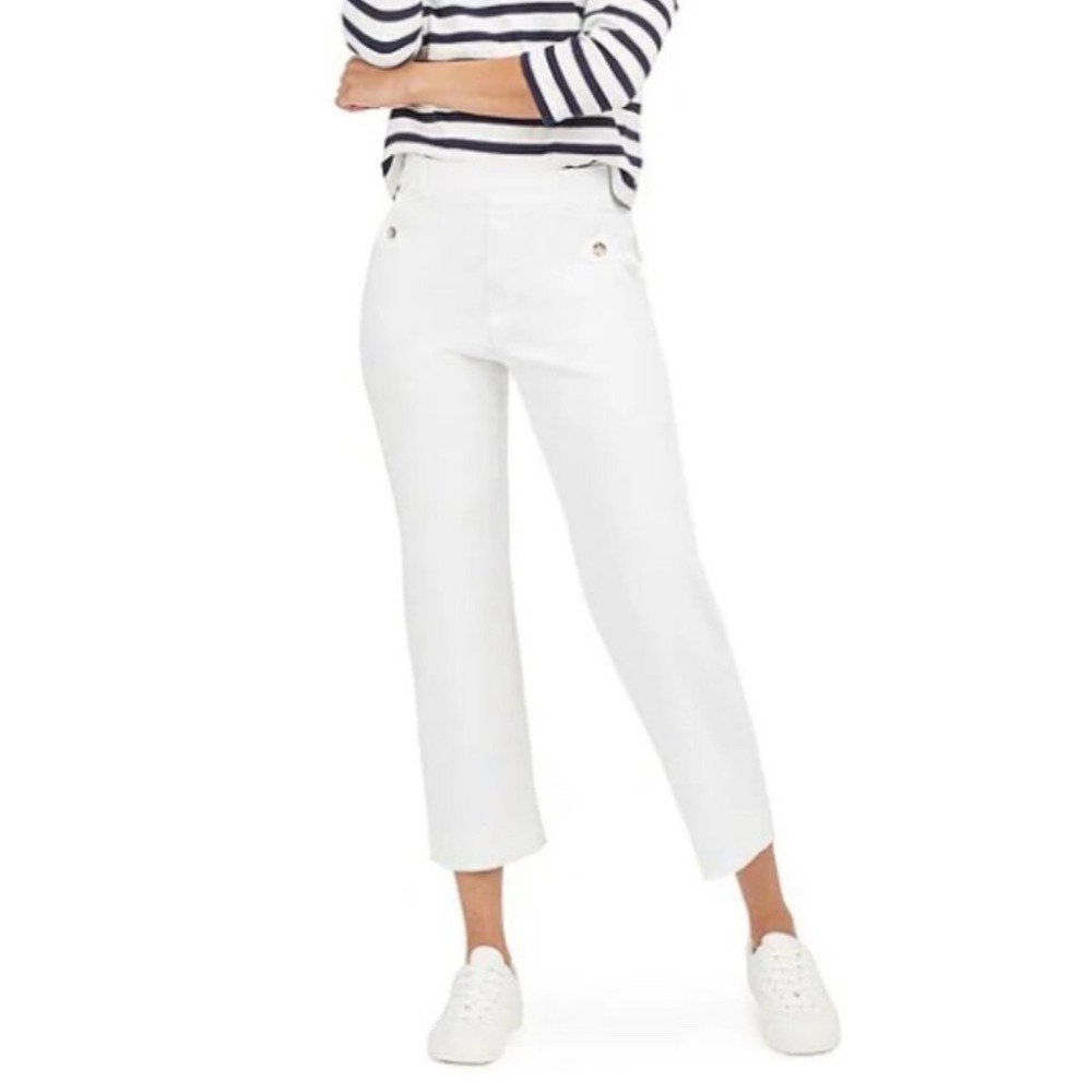 NWT Spanx Stretch Cropped Wide Leg Pants White 1X Slimming Cottagecore Feminine‎